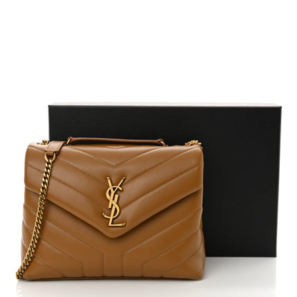 Saint Laurent Calfskin Y Quilted Monogram Small Loulou Chain Satchel Dark Natural 11 of 11