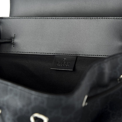 Gucci Soft GG Supreme Monogram Appia Calfskin Web Double Buckle Backpack Black 5 of 8
