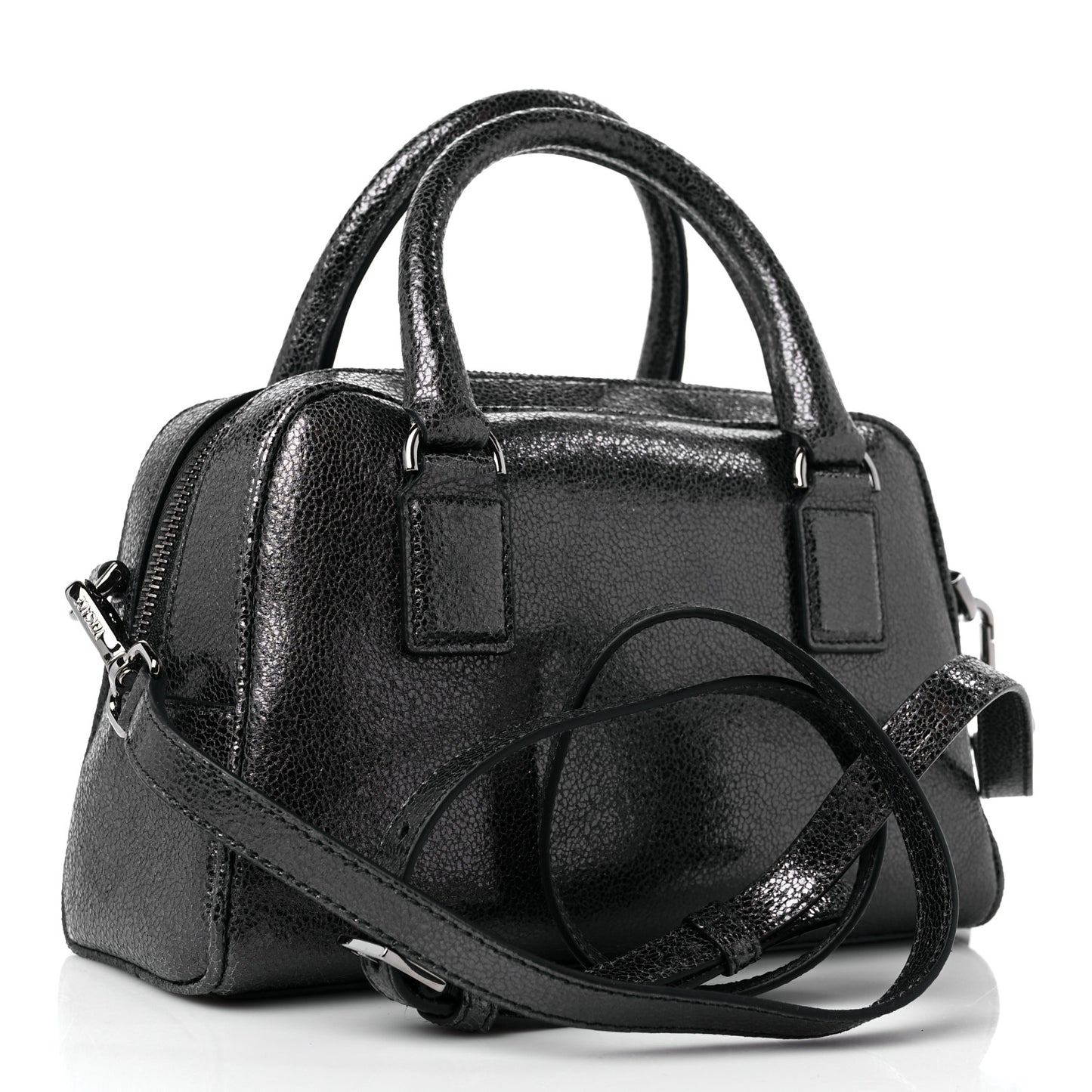 Metallic Calfskin Virtus Bowling Bag Grey