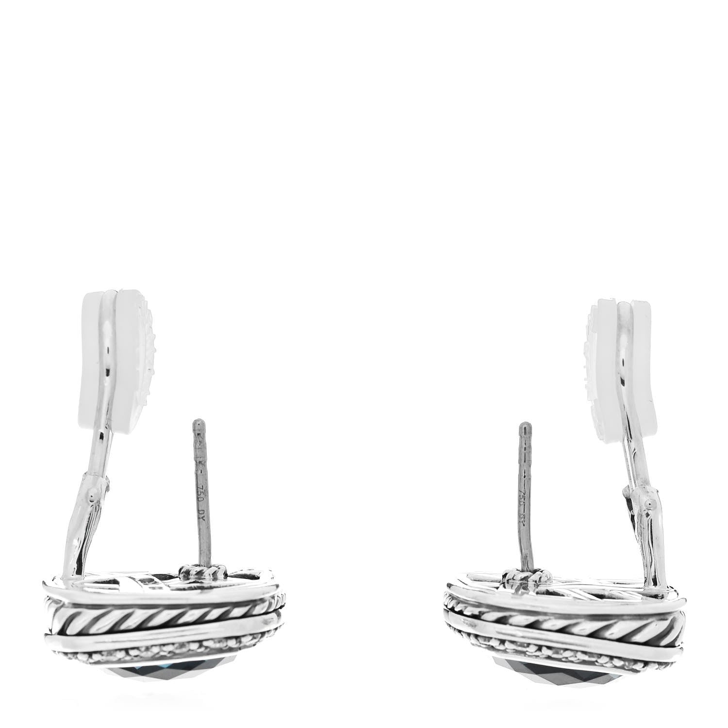 David Yurman Sterling Silver Diamond Blue Topaz 11mm Albion Earrings 3 of 4