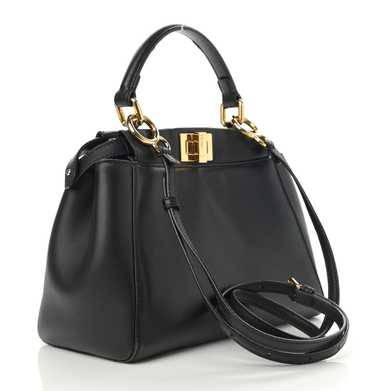 Fendi Nappa Mini Peekaboo Iconic Satchel Black 3 of 11
