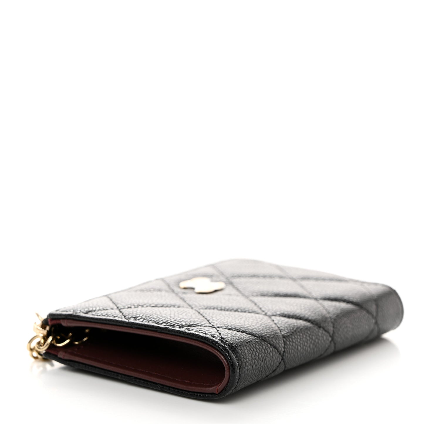 Caviar Quilted Zipped Key Holder Case Black