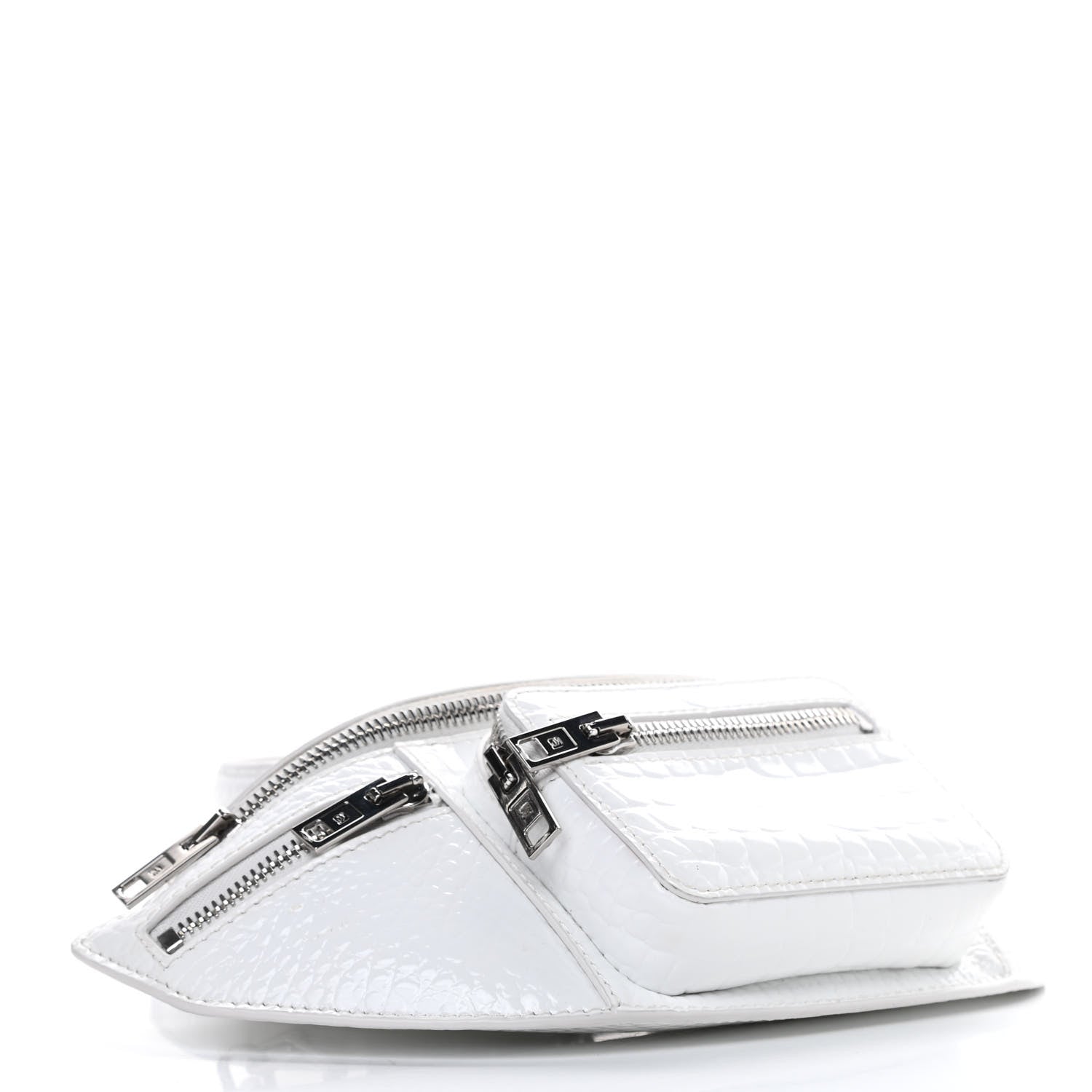 Alexander Wang Crocodile Embossed Patent Mini Top Handle Attica Belt Bag White 4 of 14