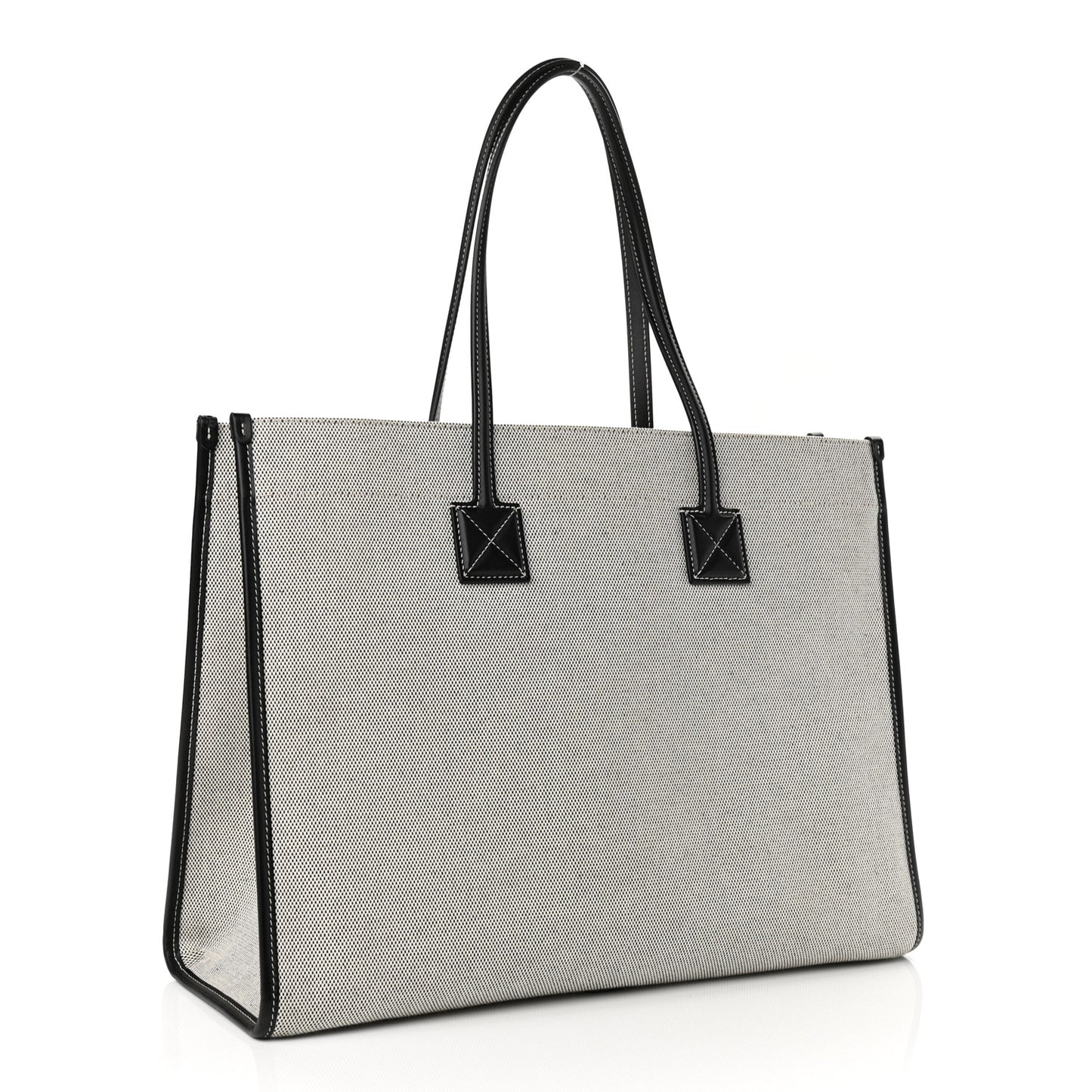 Canvas Smooth Calfskin Medium Two Tone Freya Tote Black