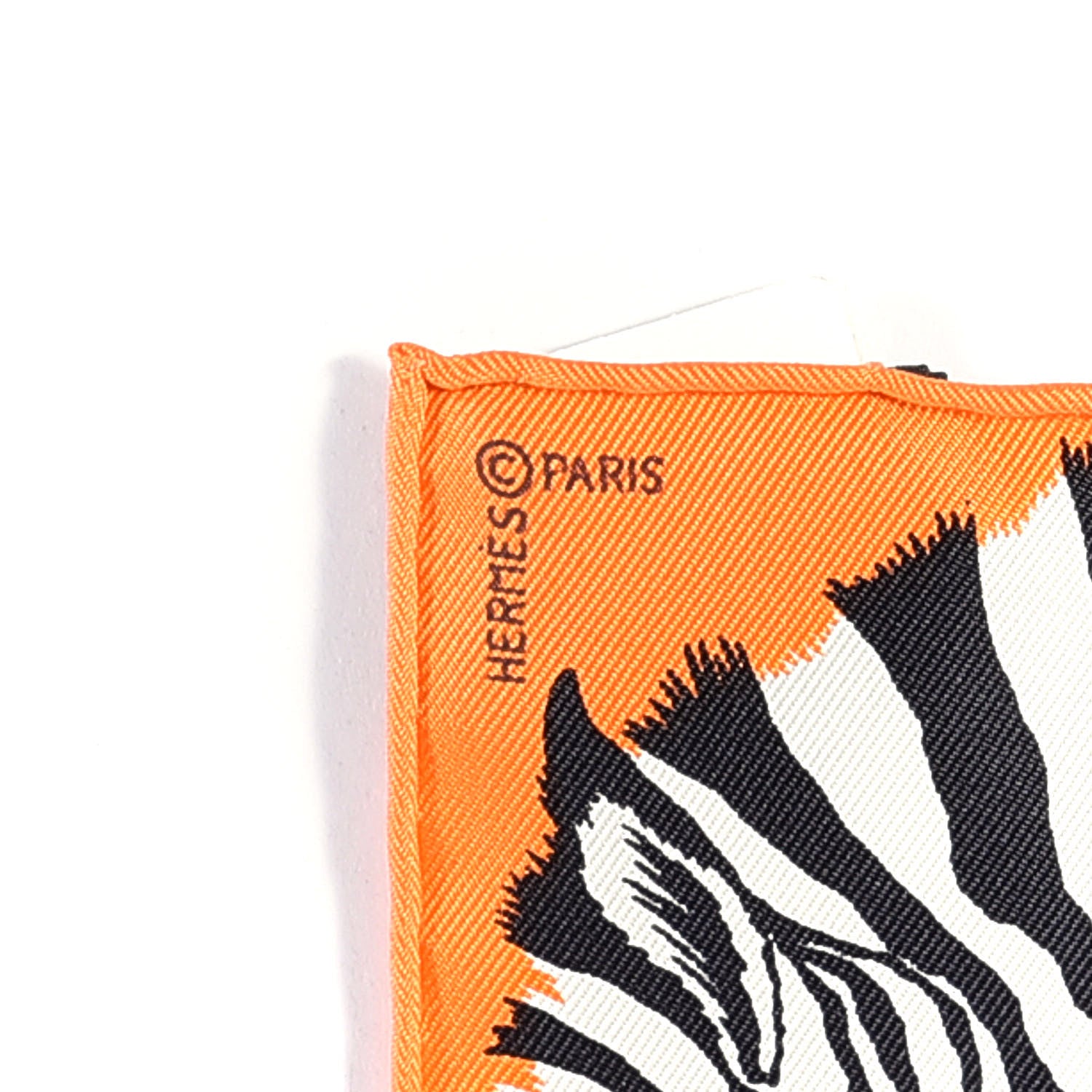 Hermes Silk Carre Zebra Pegasus Nano Scarf 20 Orange Vif Black 8 of 10