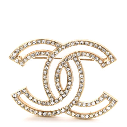 Chanel Crystal CC Brooch Gold 1 of 7