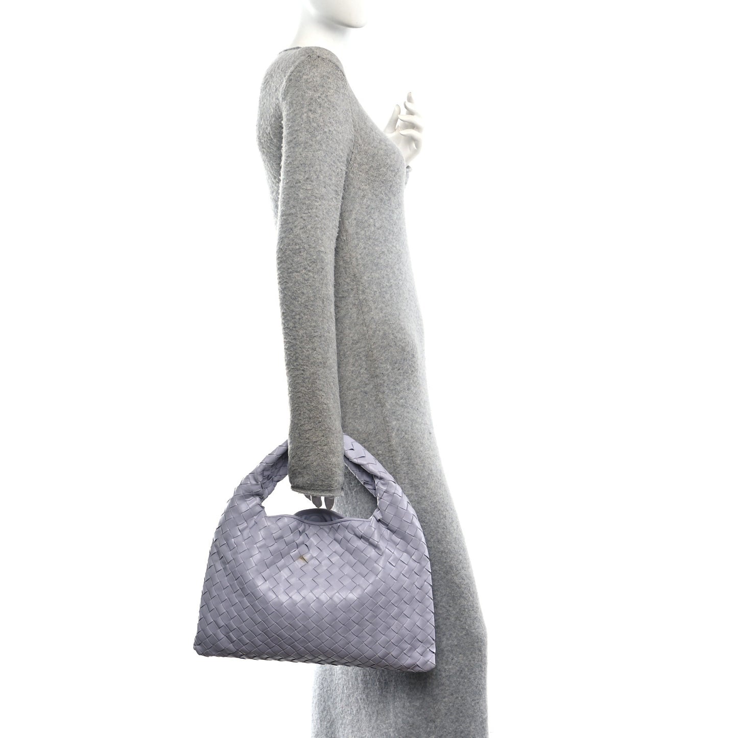 Calfskin Intrecciato Small Hop Oyster Lilac