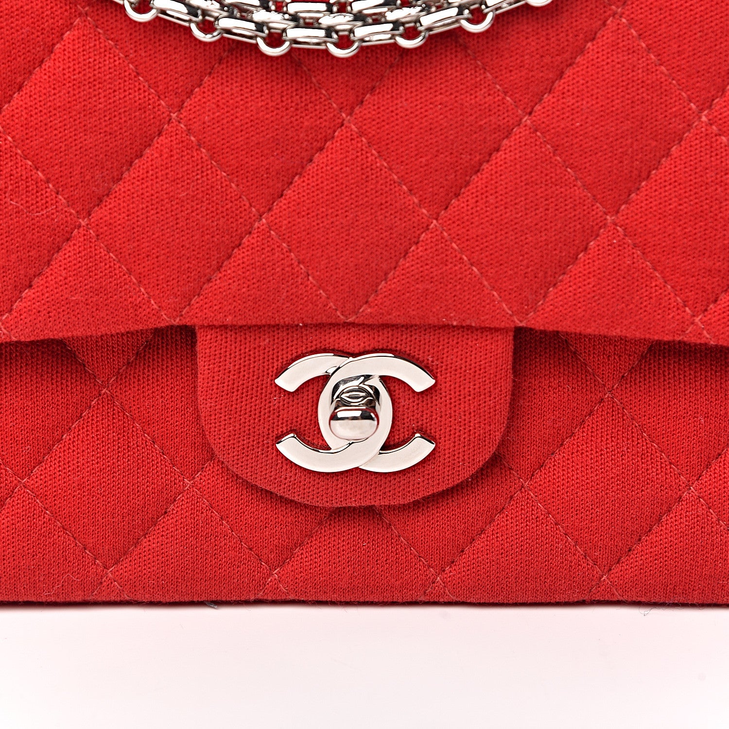 Chanel Jersey Quilted Medium Double Flap Bijoux Chain Red 8 of 10