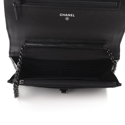 Chanel Aged Calfskin Chevron Quilted Reissue Wallet On Chain WOC So Black 5 of 12