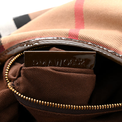 Burberry Patent House Check Chain Hobo Brown 12 of 19