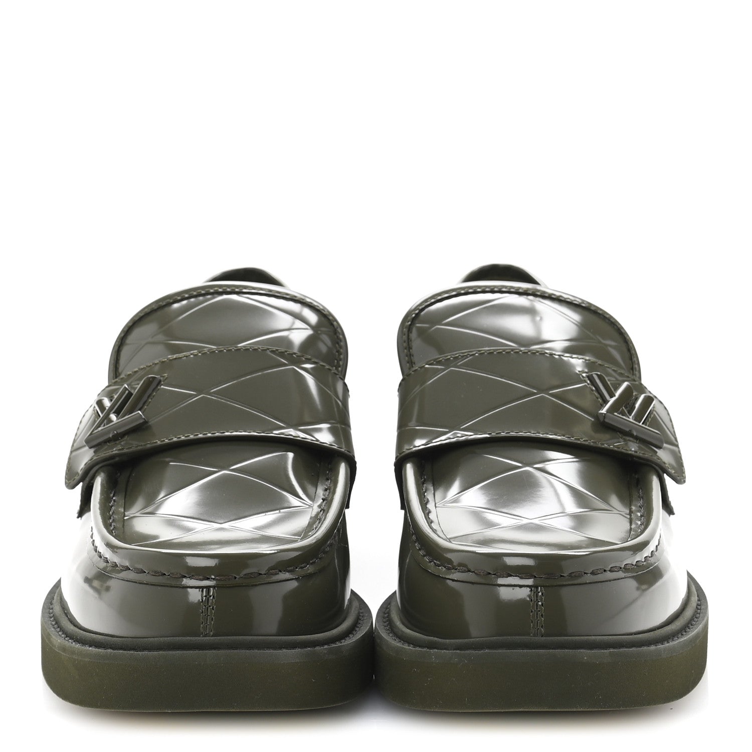 Louis Vuitton Shiny Calfskin Academy Loafers 38 Kaki 3 of 10