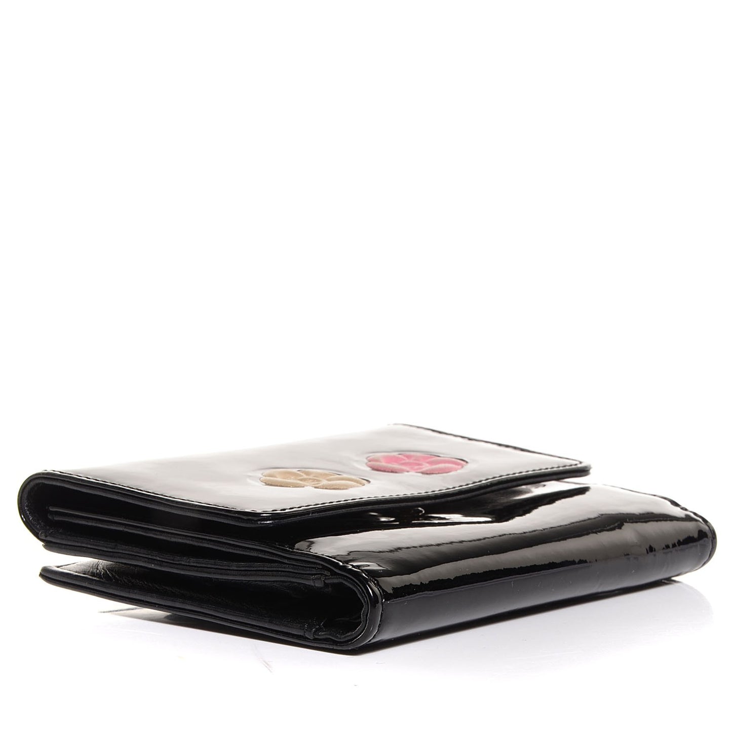 Patent Camellia Compact Wallet Black
