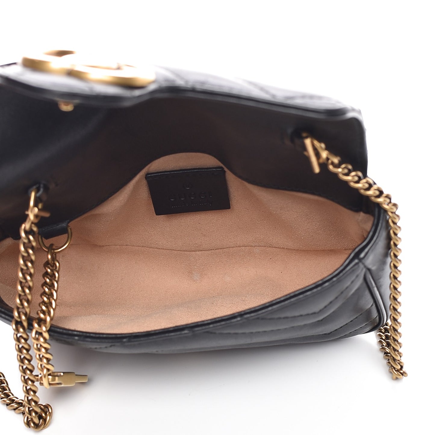 Calfskin Matelasse Super Mini GG Marmont Shoulder Bag Black