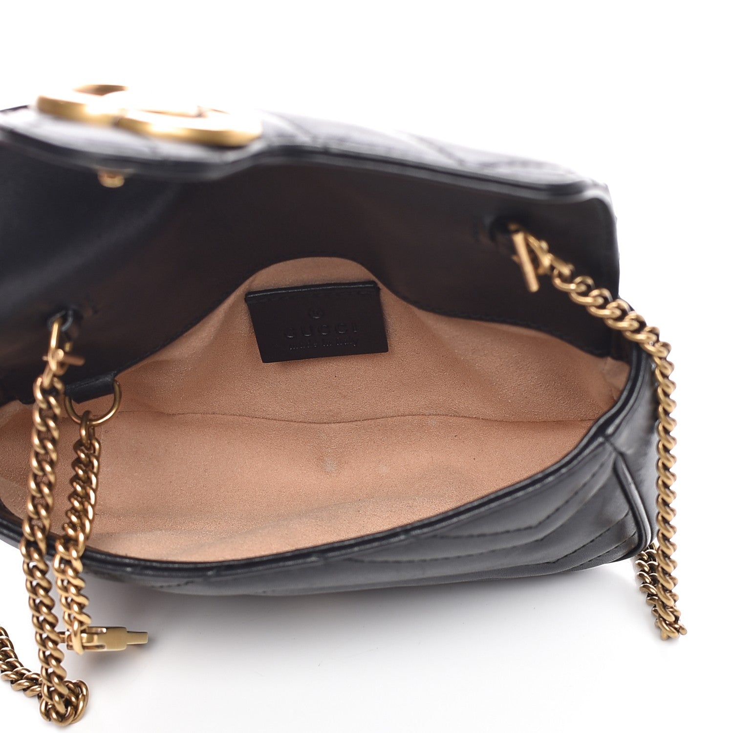 Gucci Calfskin Matelasse Super Mini GG Marmont Shoulder Bag Black 5 of 10
