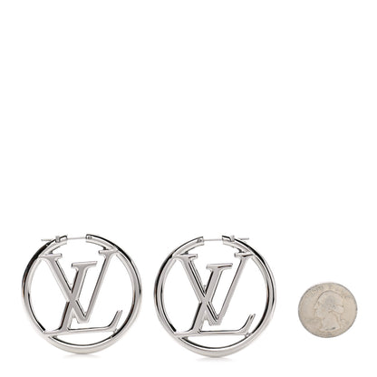 Louis Vuitton Palladium Louise Hoop Earrings Silver 2 of 5