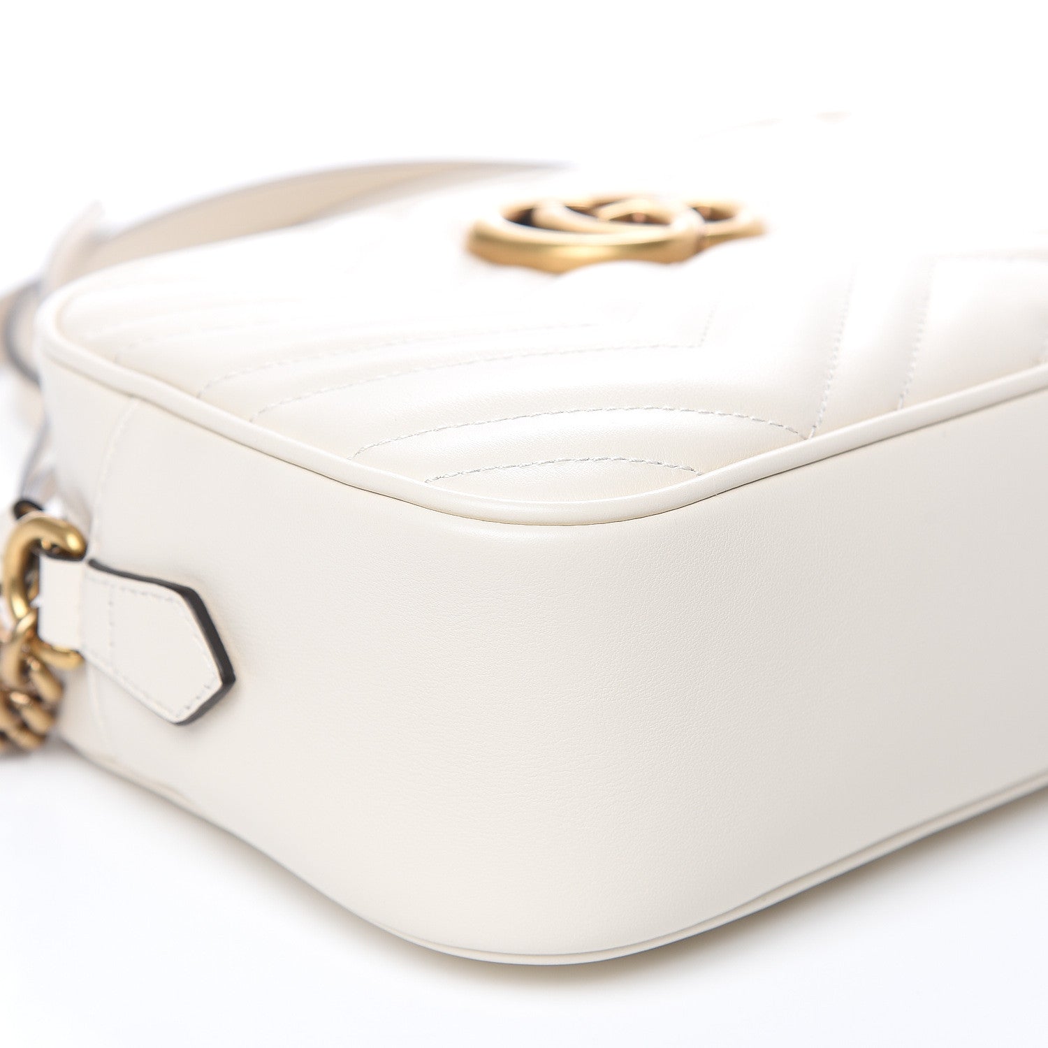 Gucci Calfskin Matelasse Small GG Marmont Chain Shoulder Bag White 8 of 10