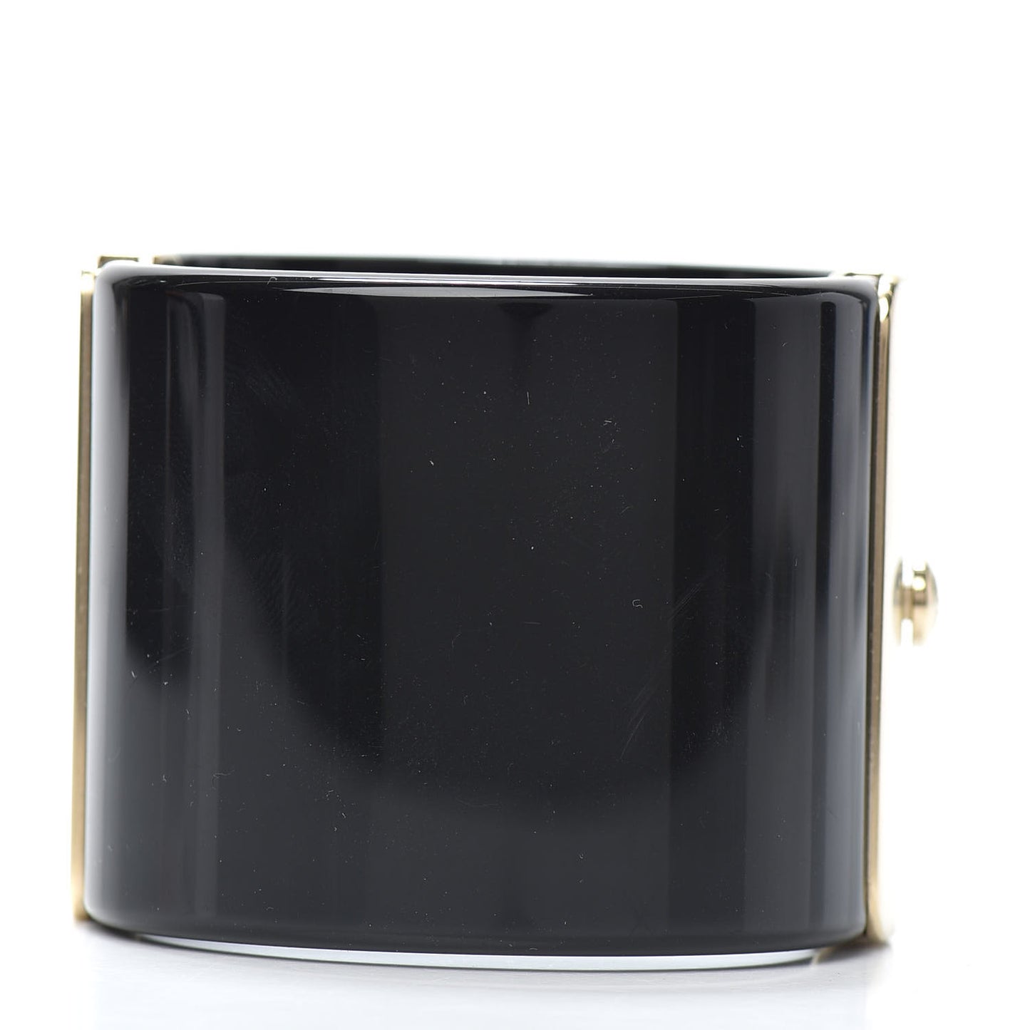 Resin Crystal Pearl Dazzling Domino CC Cuff Bracelet Black