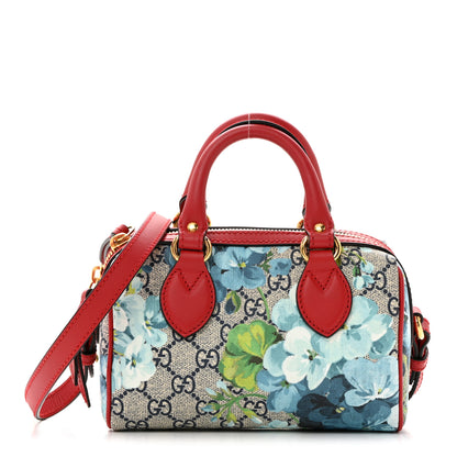 Gucci GG Supreme Monogram Blooms Mini Boston Navy Blue Hibiscus 1 of 11