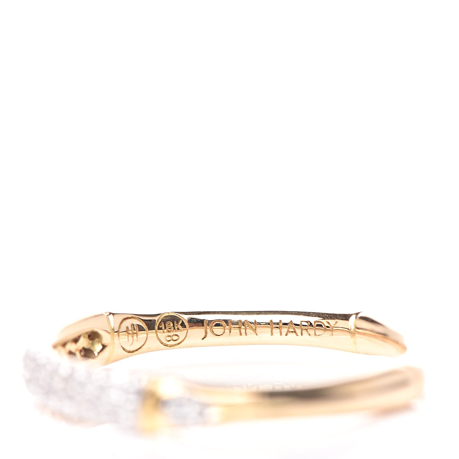 John Hardy 18K Yellow Gold Diamond Bamboo Slim Band Ring 54 7 5 of 5