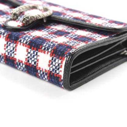 Gucci Vintage Tweed Check Mini Dionysus Chain Wallet White Hibiscus Red Marine 7 of 10