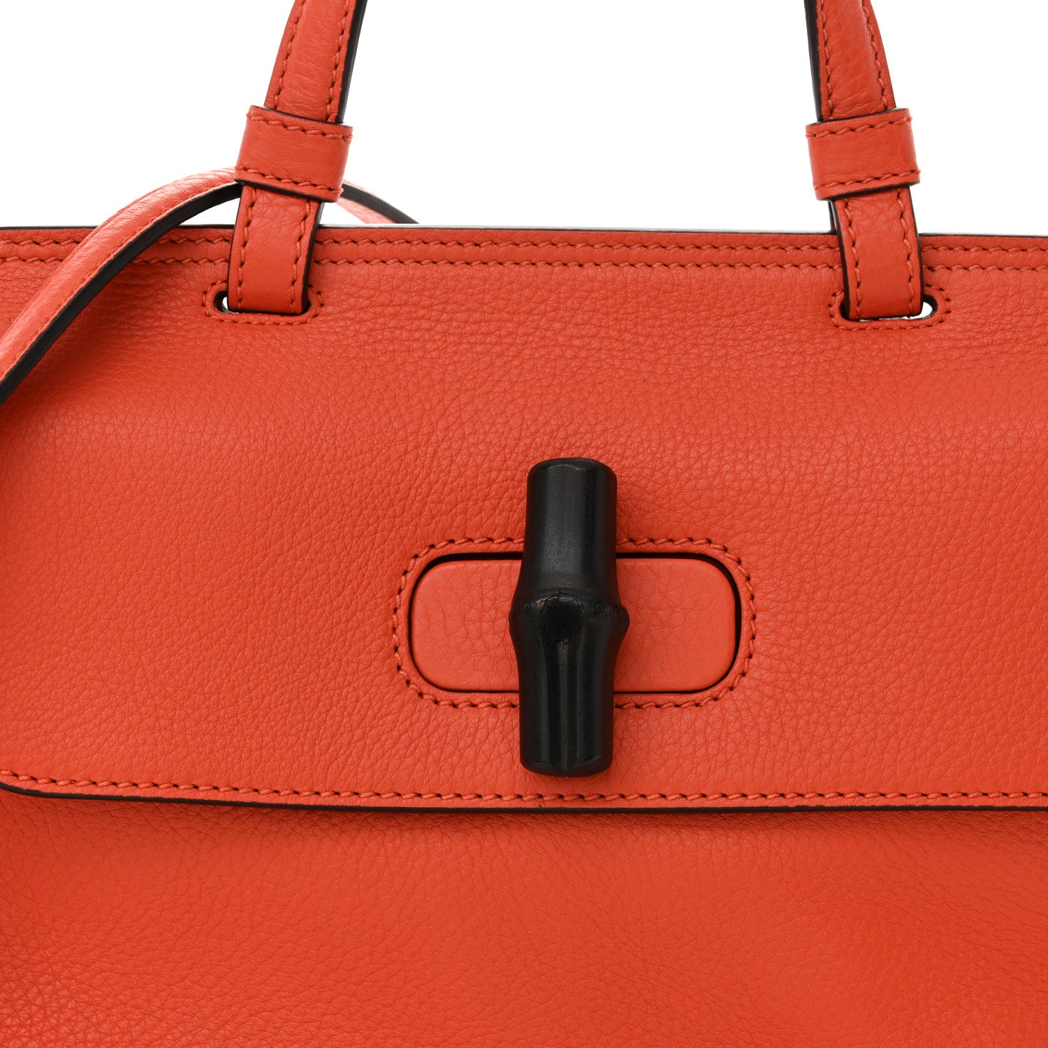 Gucci Cellarius Calfskin Small Bamboo Daily Top Handle Bag New Dark Orange 7 of 10