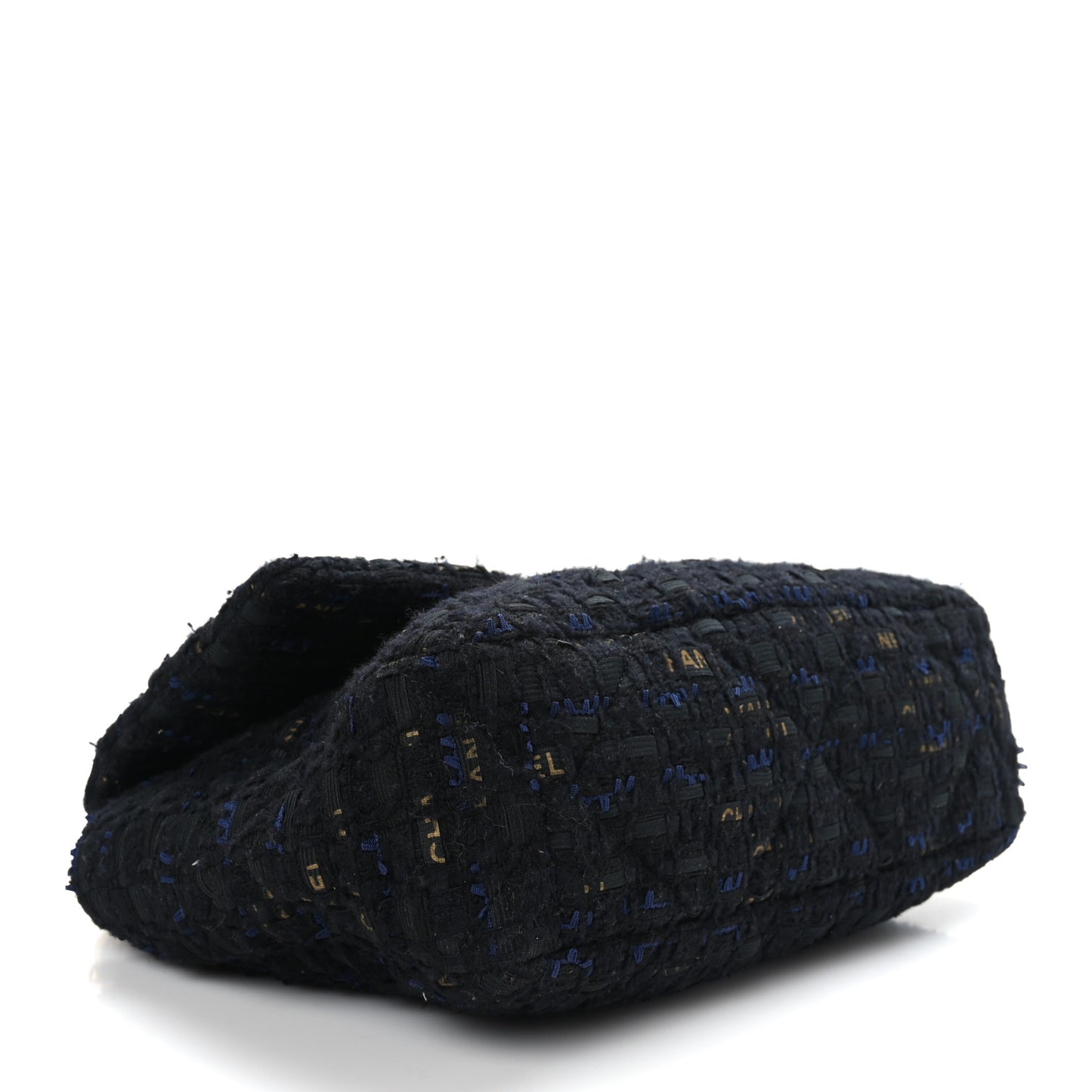 Tweed Quilted Large Chanel 19 Flap Black Navy Gold