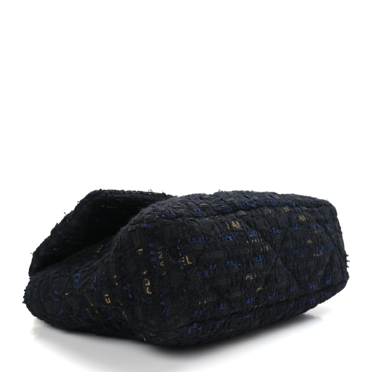 Chanel Tweed Quilted Large Chanel 19 Flap Black Navy Gold 4 of 9