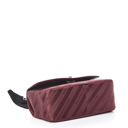 Balenciaga Nylon Jacquard Diagonal Logo Small Scarf Lock Chain Shoulder Bag Rouge Bordeaux Black Beige 4 of 10