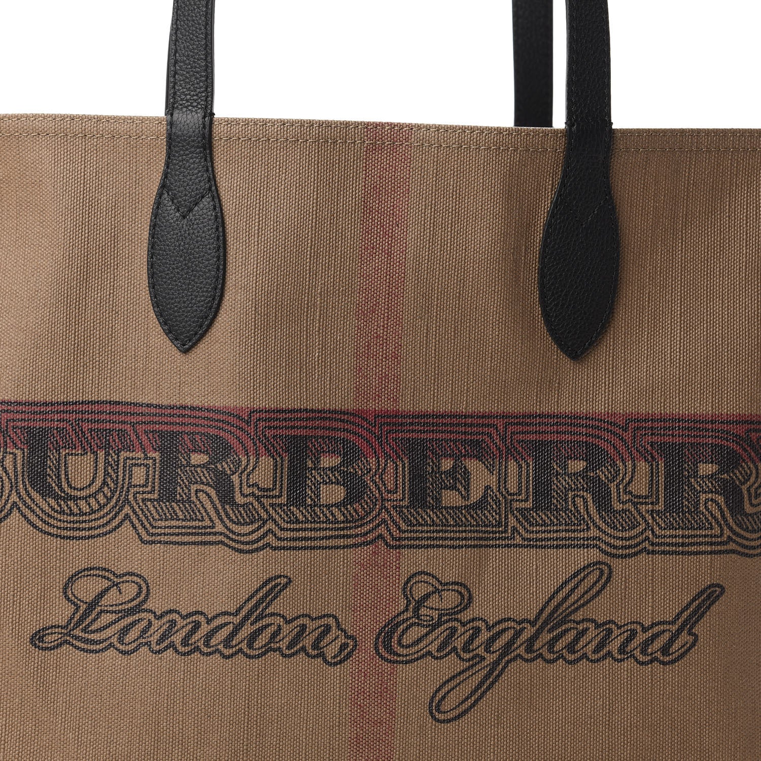 Burberry Coated Canvas Mega Check Medium Doodle Tote Black 9 of 9