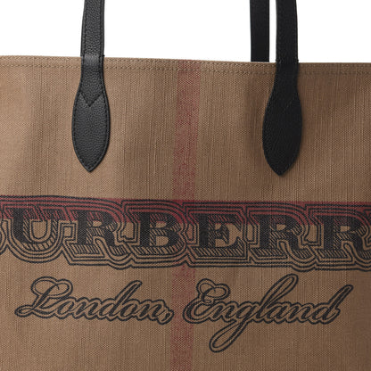 Burberry Coated Canvas Mega Check Medium Doodle Tote Black 9 of 9