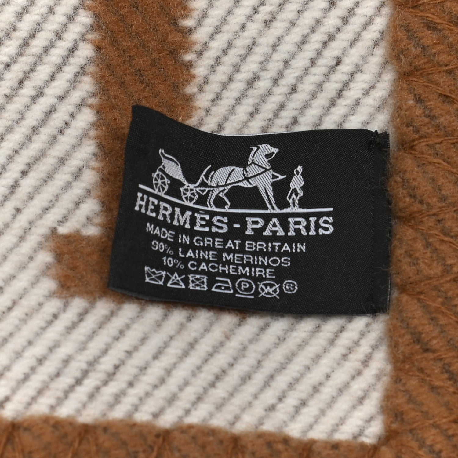 Hermes Wool Cashmere New Classic Avalon Blanket Ecru Camel 3 of 3