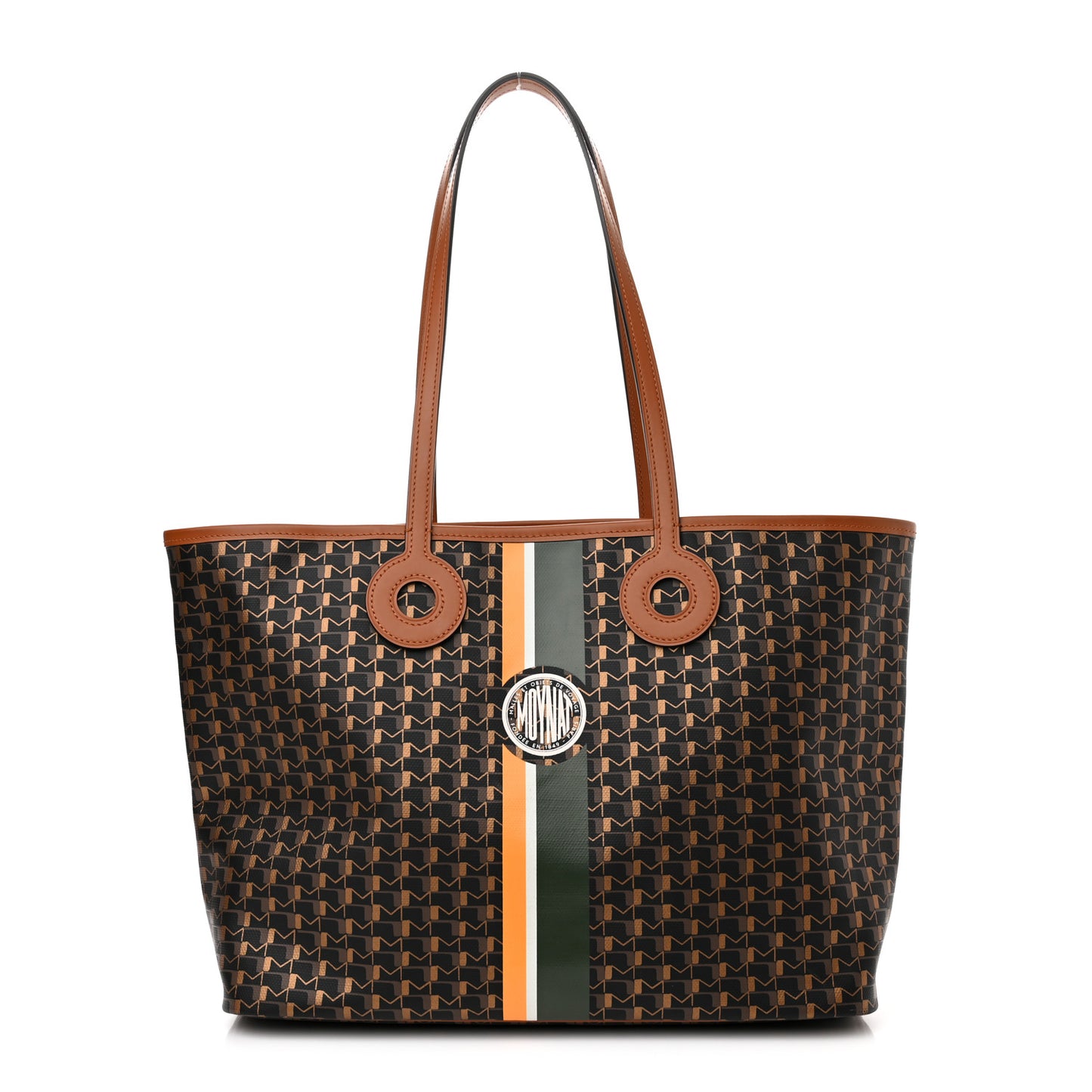 Grained Calfskin Canvas 1920 Oh! Tote Ruban MM Carbon Bronze Cognac