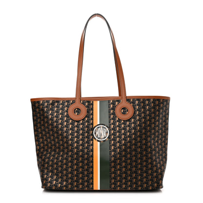Moynat Grained Calfskin Canvas 1920 Oh! Tote Ruban MM Carbon Bronze Cognac 1 of 10