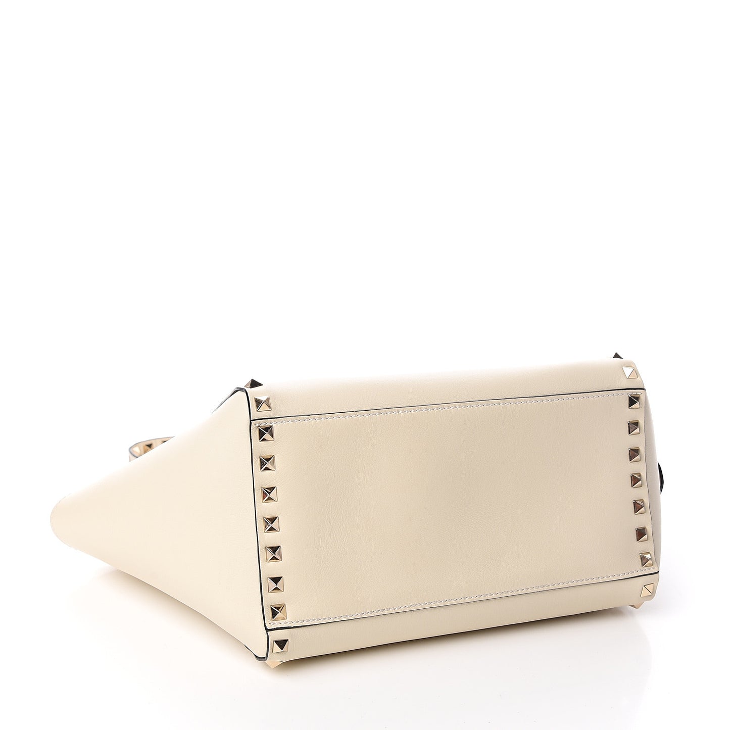 Vitello Small Rockstud Double Handle Tote Ivory