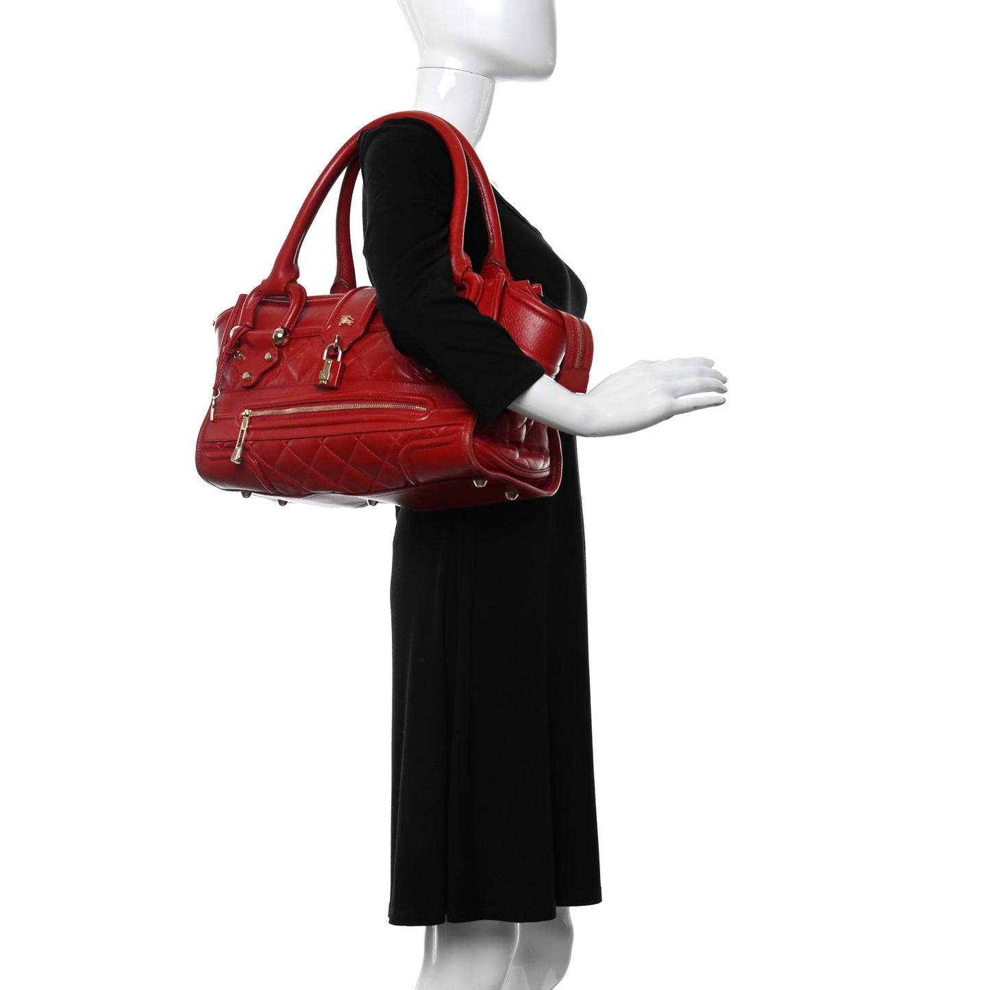 Calfskin Quilted Large Manor Tote Red