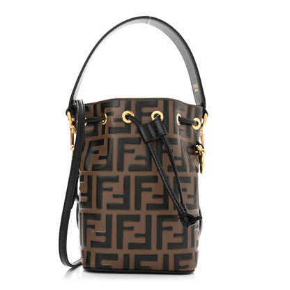 Fendi Vitello Liberty F is Fendi Bi-Color FF 1974 Embossed Mini Mon Tresor Bucket Bag Maya Black 1 of 10