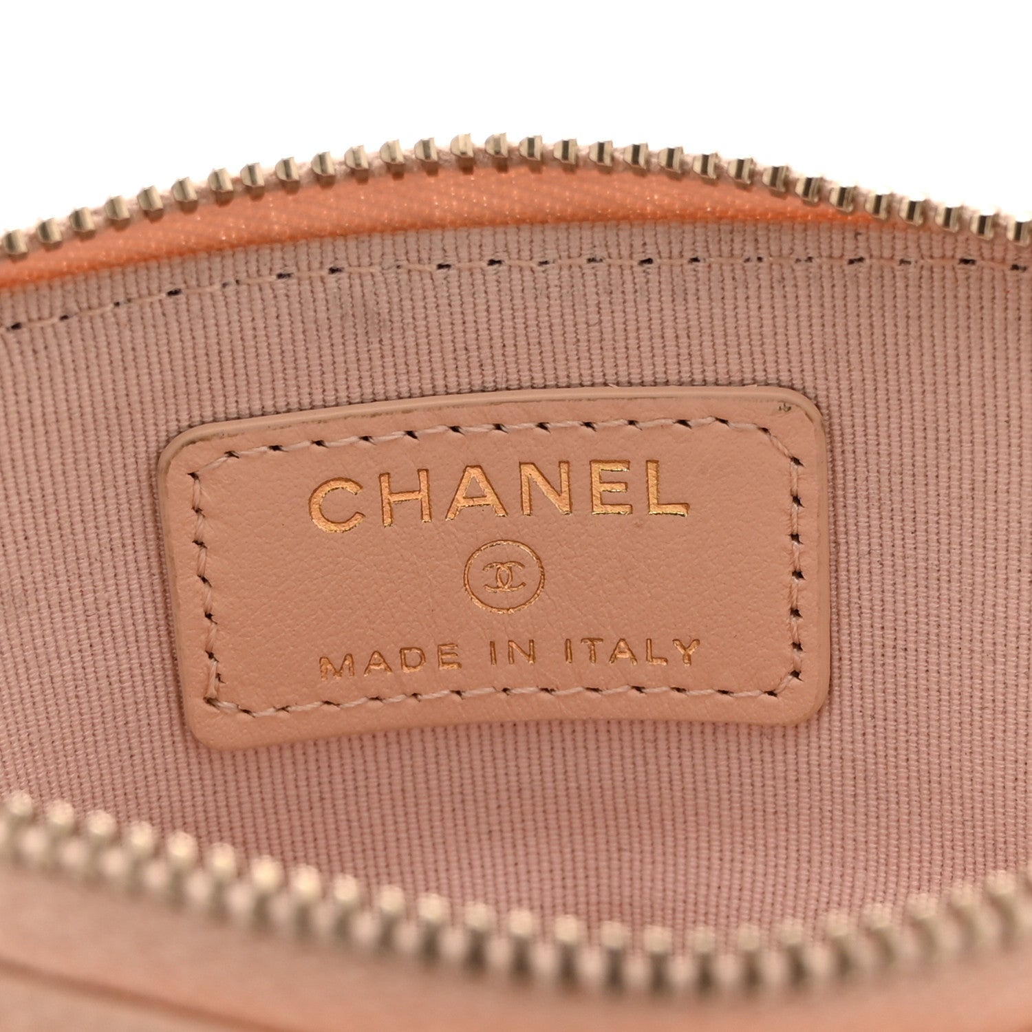 Chanel Caviar Quilted Zip Card Holder Wallet Light Beige 6 of 10