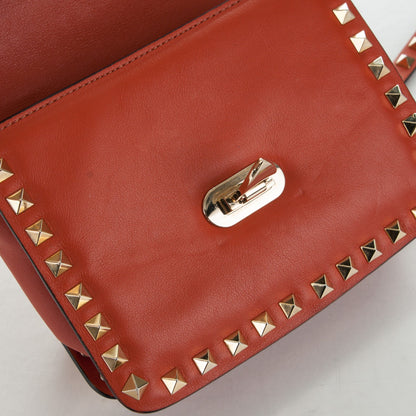 Valentino Garavani Vitello Small Rockstud Shoulder Flap Messenger Bag Orange 9 of 9