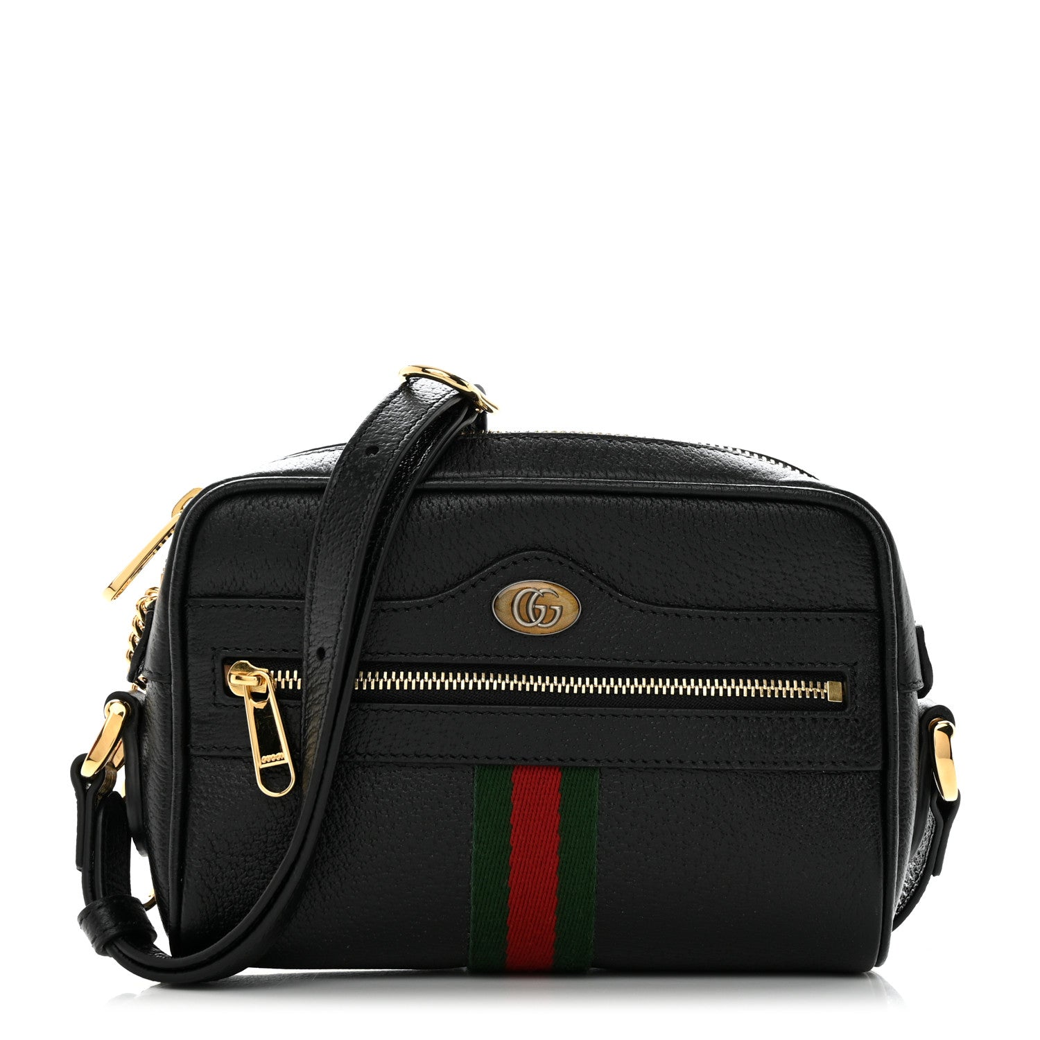 Gucci Calfskin Web Mini Ophidia Shoulder Bag Black 1 of 10