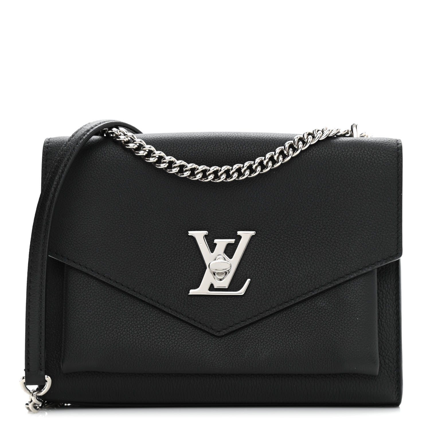 Louis Vuitton Soft Calfskin Mylockme Chain Bag BB Black 1 of 11