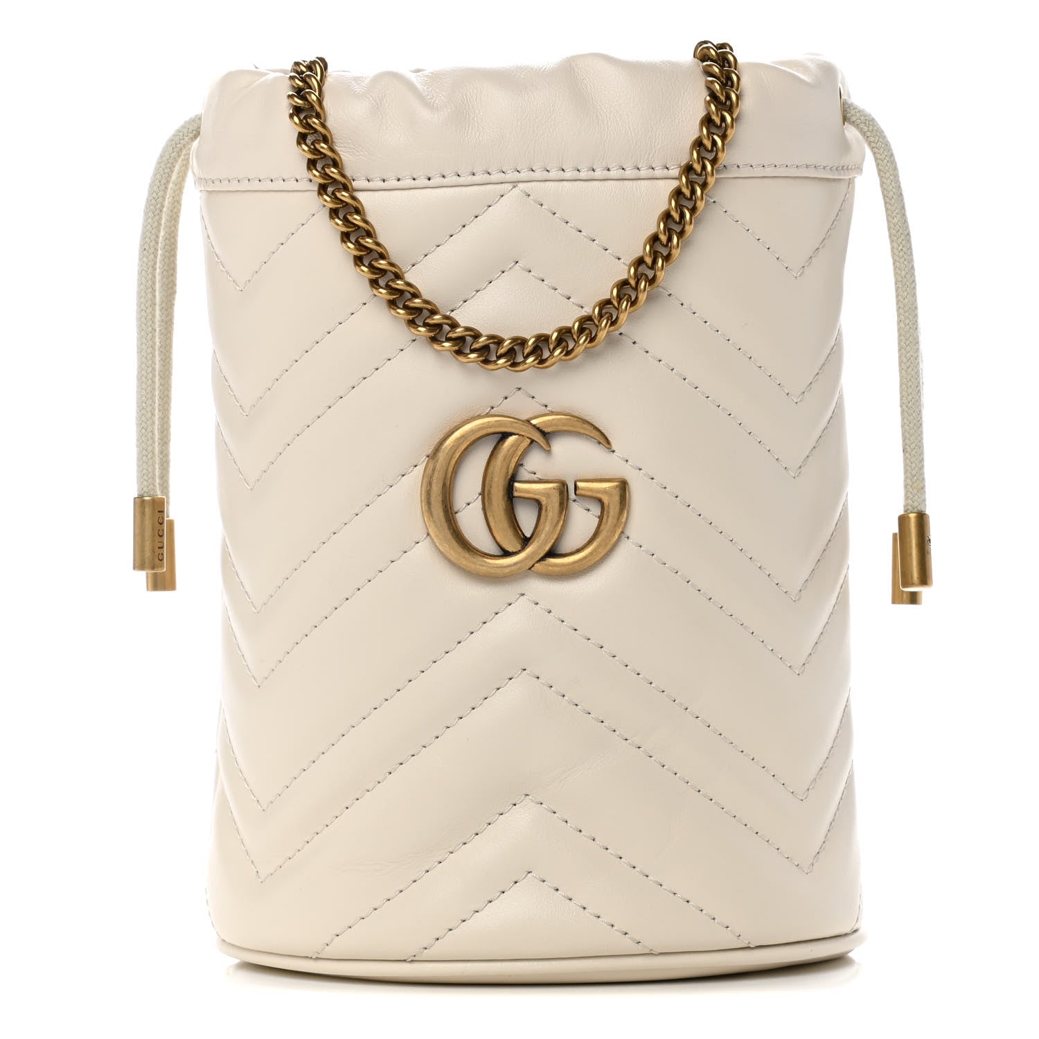 Gucci Calfskin Matelasse Mini GG Marmont 2.0 Bucket Bag White 2 of 21