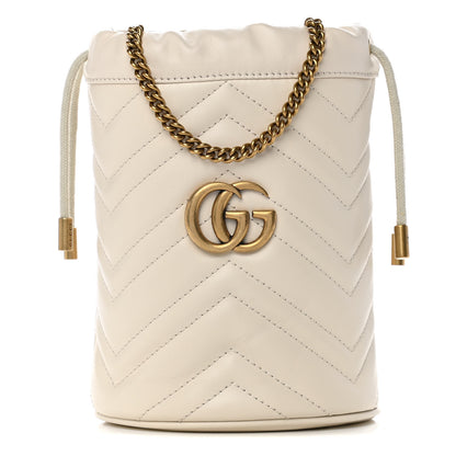 Gucci Calfskin Matelasse Mini GG Marmont 2.0 Bucket Bag White 2 of 21