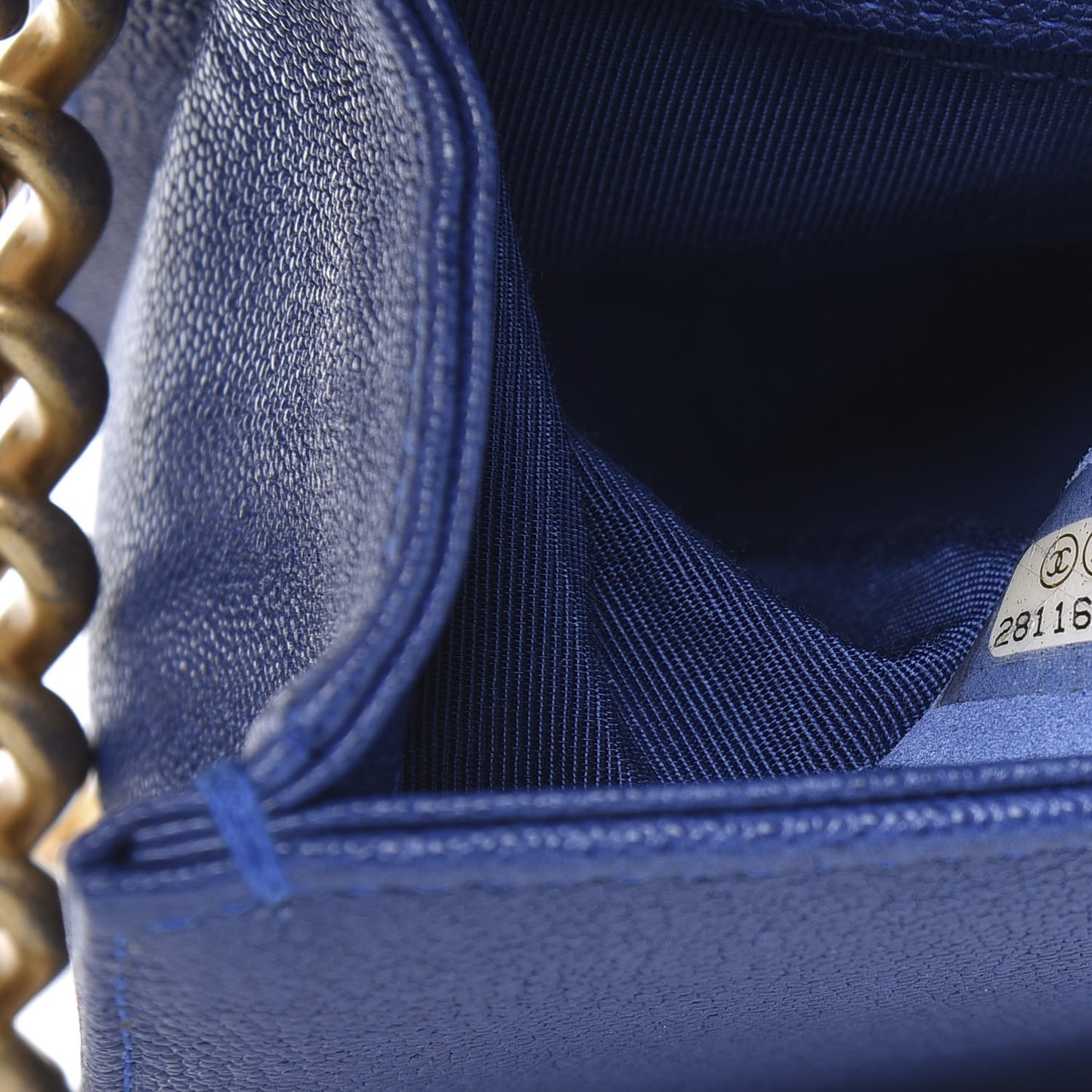 Caviar Quilted Small Boy Flap Dark Blue