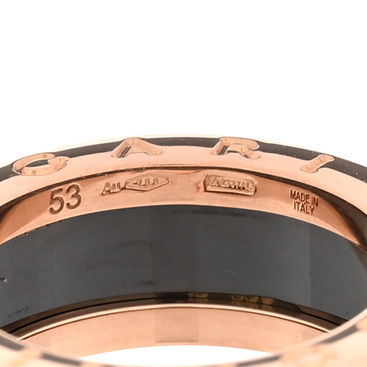 18K Rose Gold Black Ceramic B.Zero1 Two-Band Ring 53 6.5