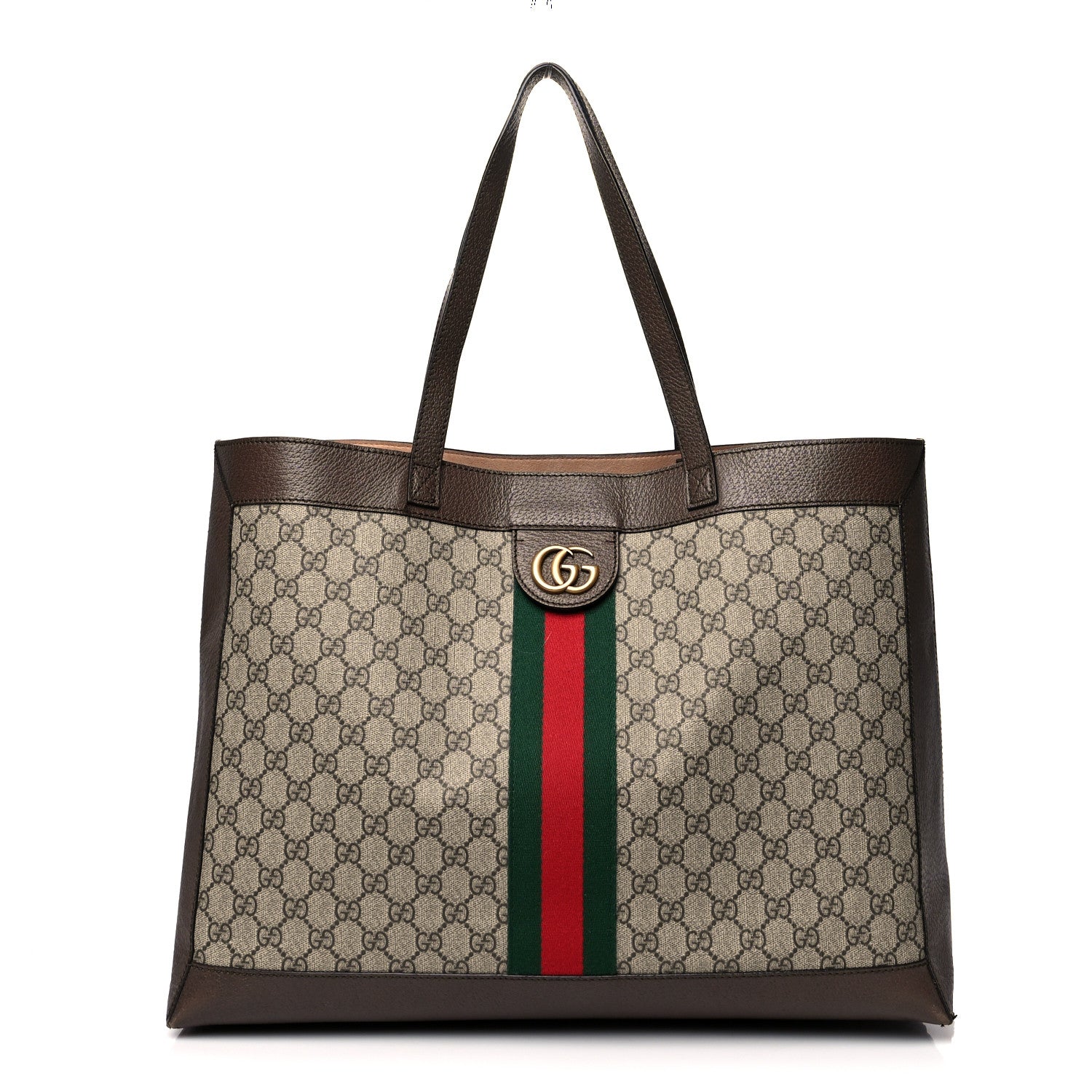 Gucci GG Supreme Monogram Web Ophidia Tote Brown 1 of 13
