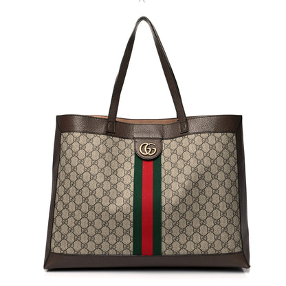 Gucci GG Supreme Monogram Web Ophidia Tote Brown 1 of 13
