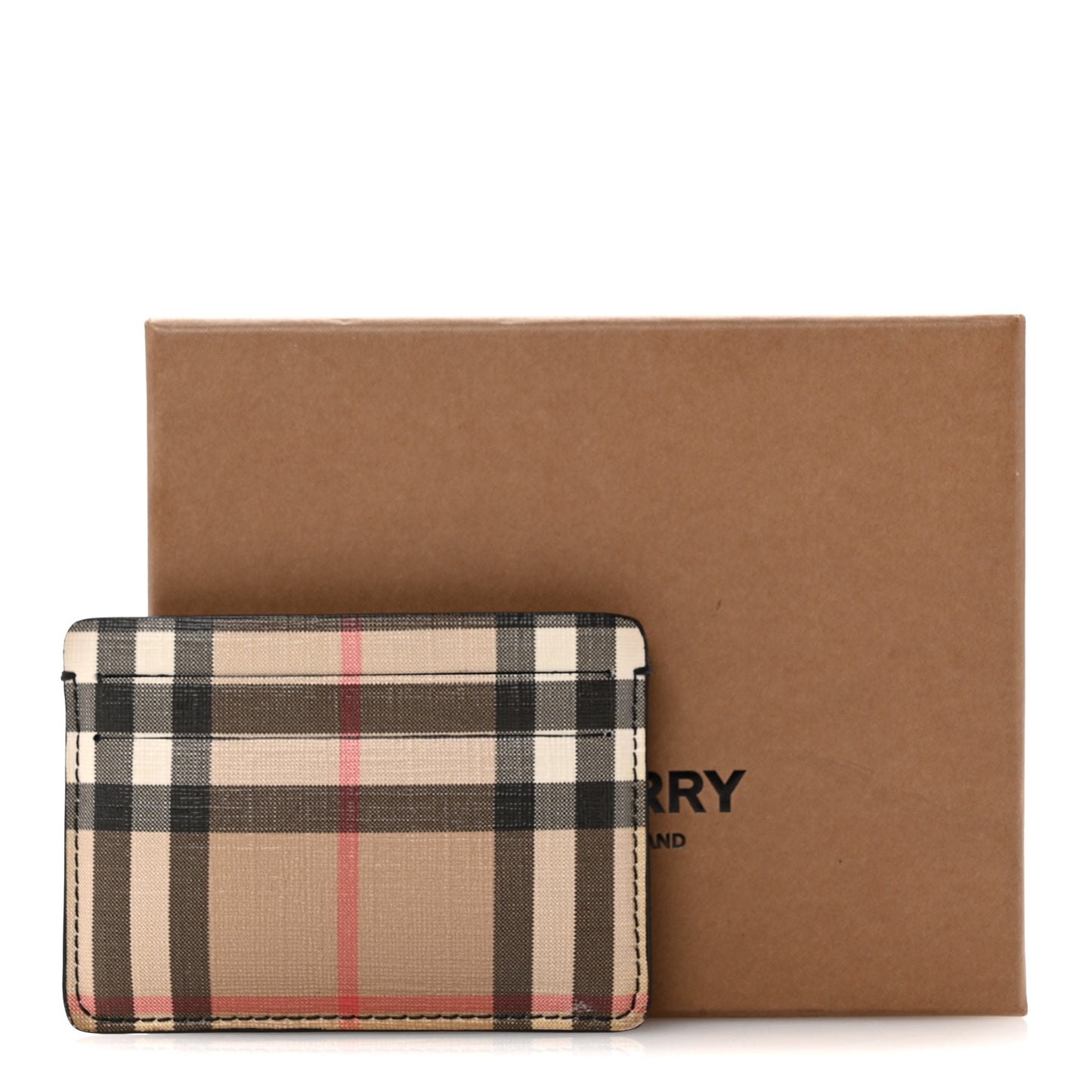 Vintage Check Calfskin Card Holder Black