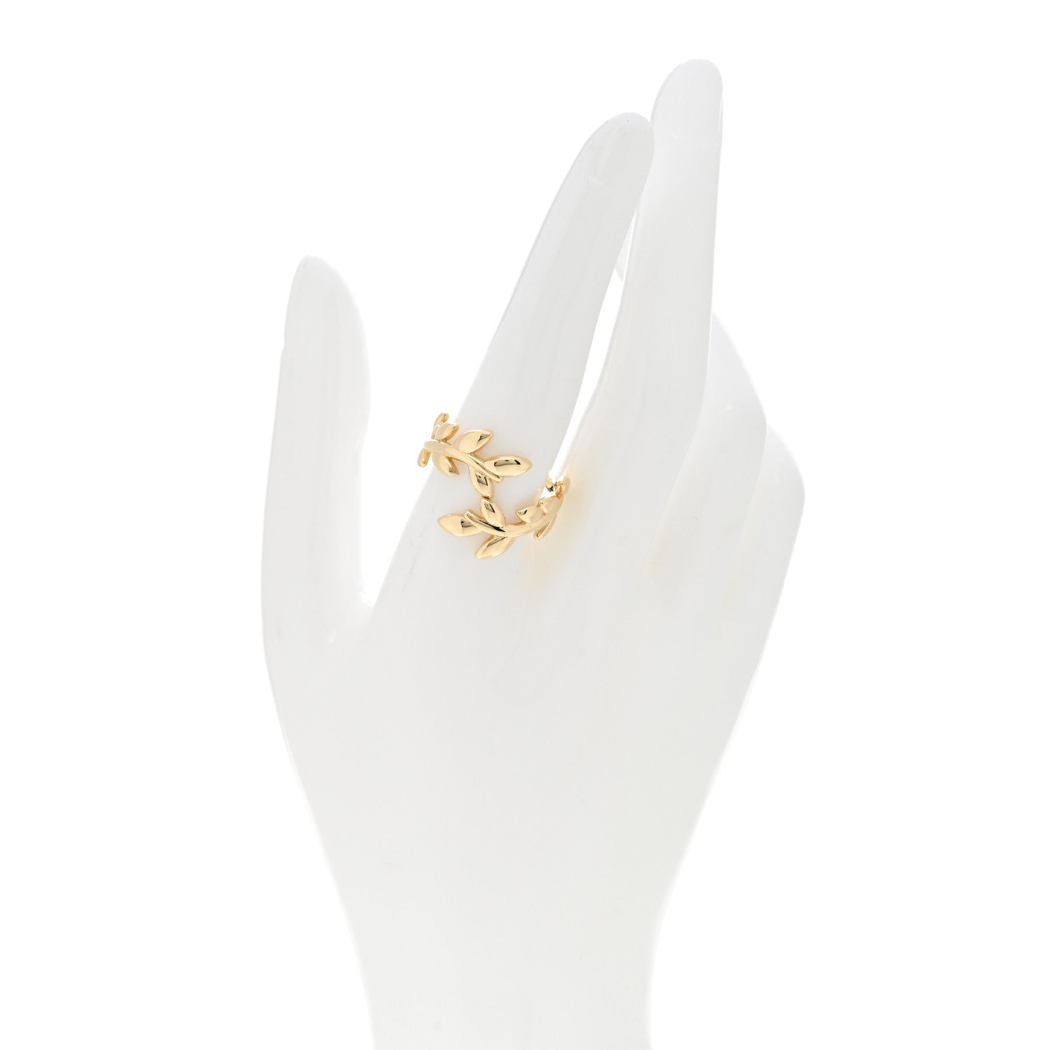 Tiffany 18K Yellow Gold Paloma Picasso Olive Leaf Bypass Ring 58 8.5 2 of 5