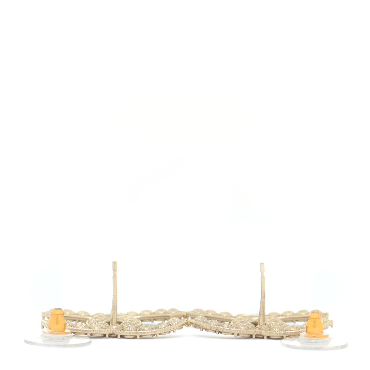Chanel Crystal CC Large Stud Earrings Gold 3 of 5