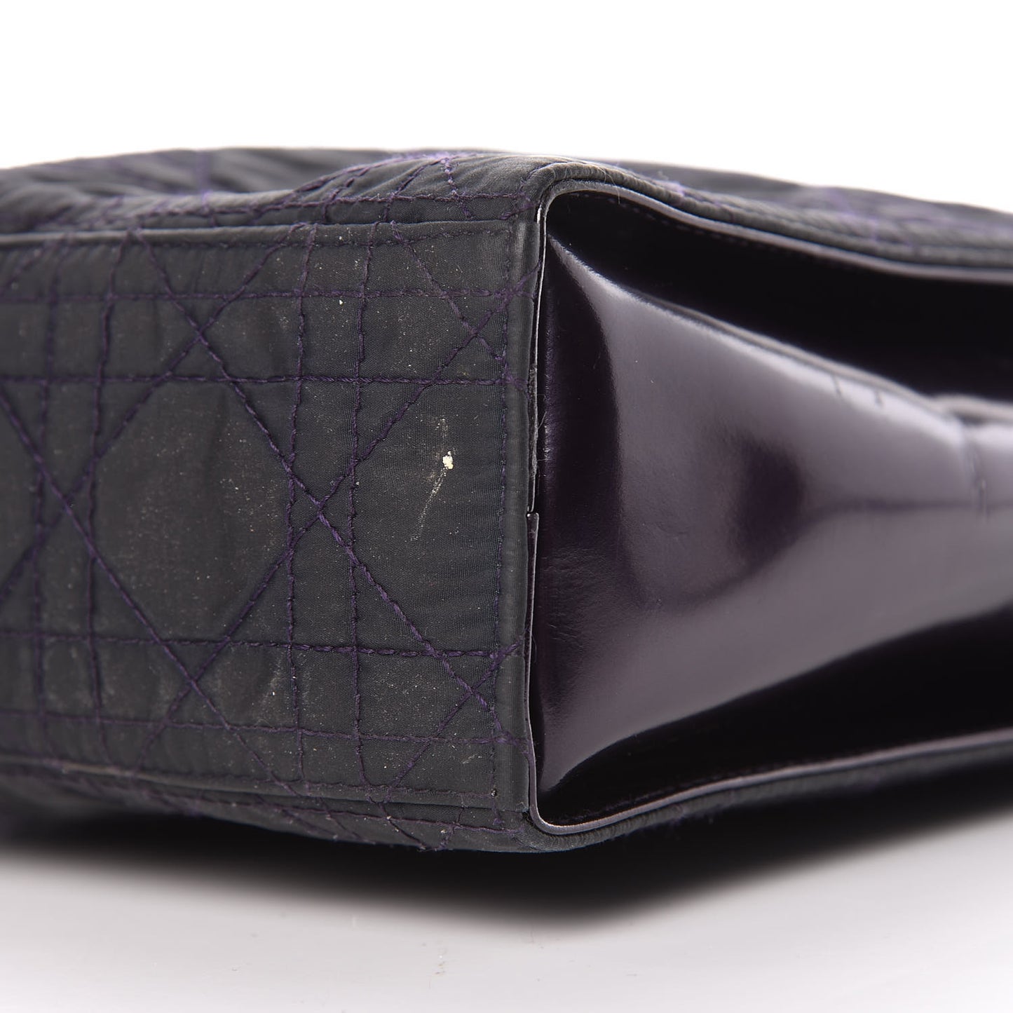 Nylon Cannage Shopper Tote Black Purple